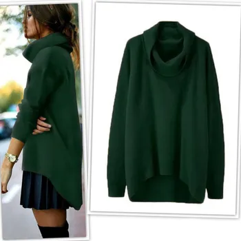 

Sweater Women Oversize Casual Turtleneck Knitted Sweaters Winter Jumper Coats Warm Knitwear Loose Pullover Lady Loose Tops J3