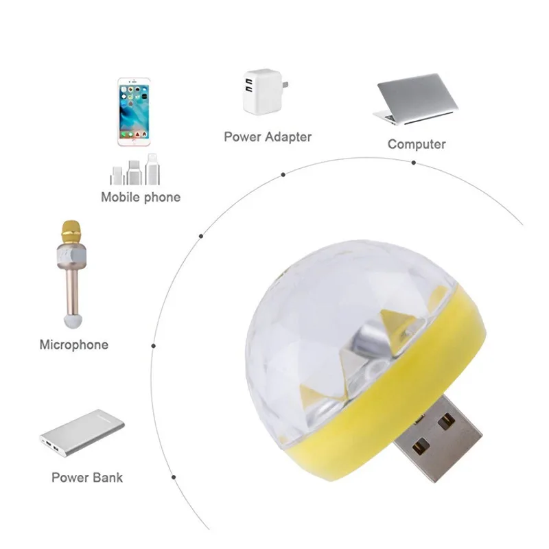 Мини USB СВЕТОДИОДНЫЙ диско этапа светильник Портативный Семья вечерние магический шар красочный светильник бар клуб сценическое освещение лампа для мобильного телефона