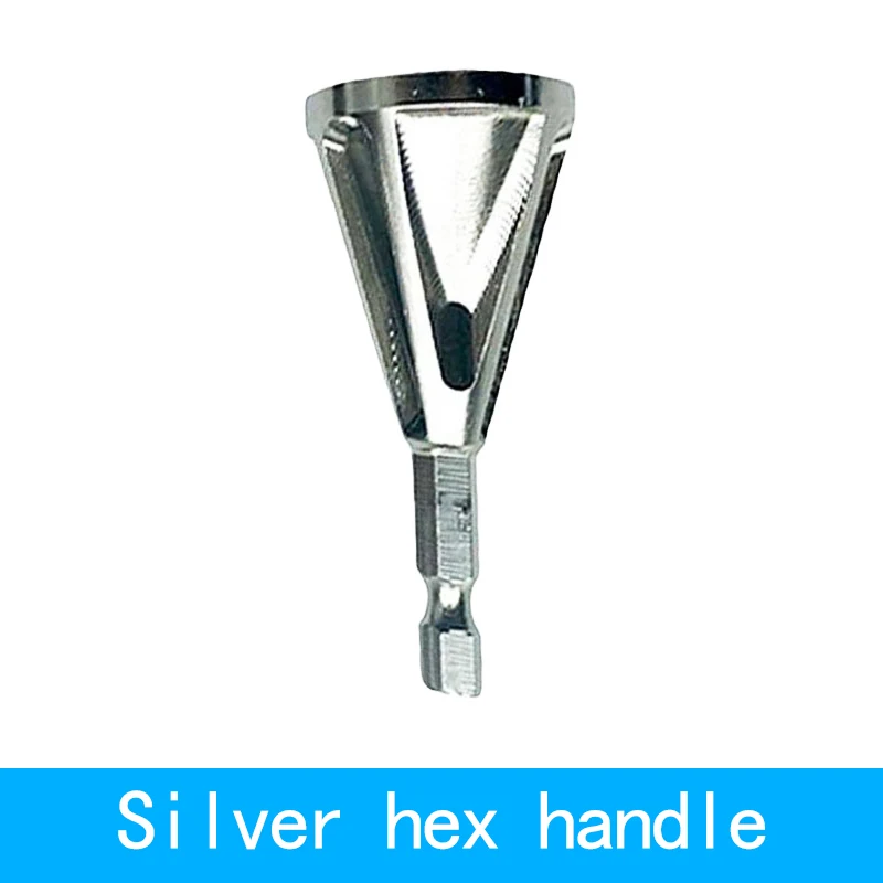 silver hex handle 1 шт. из нержавеющей стали для снятия заусенцев шестигранный/треугольный хвостовик внешний инструмент для снятия фаски Высокопрочное твердое сверло для удаления заусенцев - Цвет: silver hex handle