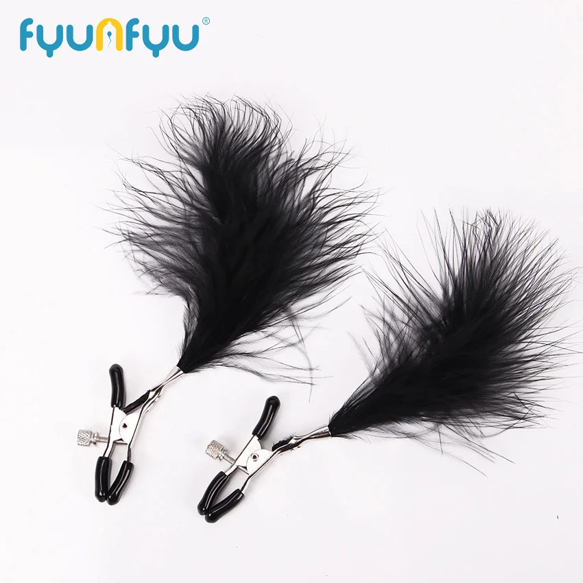 1 paire de pinces à tétons en métal Sexy, jeu pour adultes, plumes, fétiche, flirt, taquin, jouets sexuels pour Couples_voghion.com