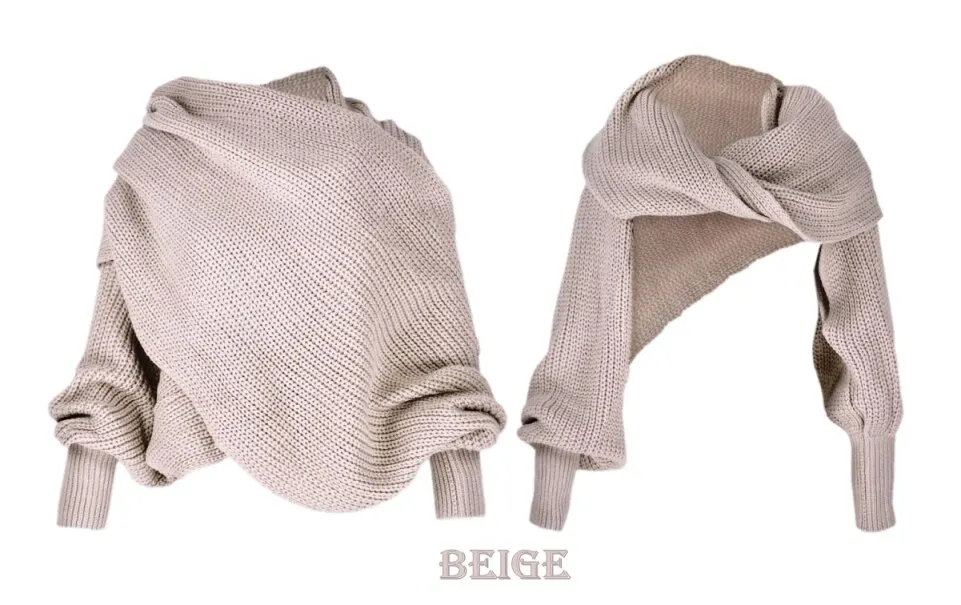 Осень зима унисекс вязаный шейный шарф накидка шаль с рукавами для WO мужчин женщин Открытый снуд мужской
