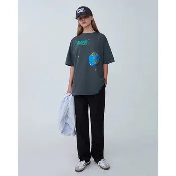 

Summer Inverted LOGO Embroidery Adererror T Shirt Men Women 1:1 High Quality Loose Concise Colorful UFO Print Ader error T-shirt
