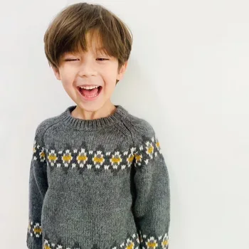 

2020 autumn and winter new sweaters Literary nordic style Long sleeve knit pullover for boys and girls kids sweaters
