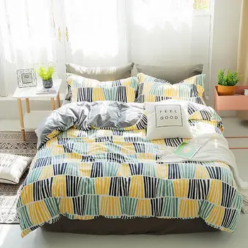 

Milk velvet Bedding Set Abstract lines Bed Set Colored vertical stripe Duvet Cover Set Bed Sheet Pillowcases Queen King size bed