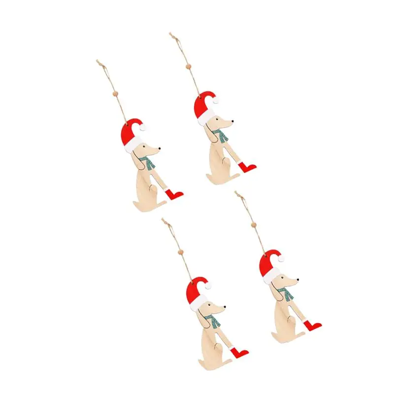 4Pcs Ornaments Creative Pendant Dog Shaped Pendant Christmas Pendants Wall Decor Party Hanging for Christmas Party Holiday