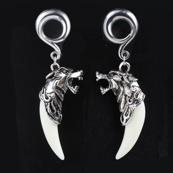 

Vankula New Fashion 2PCS Ear Flesh Tunnels Plugs Stainless Steel Hooks Weights Ear Gauges Piercing Hangers Body Jewelry 4 6 8mm
