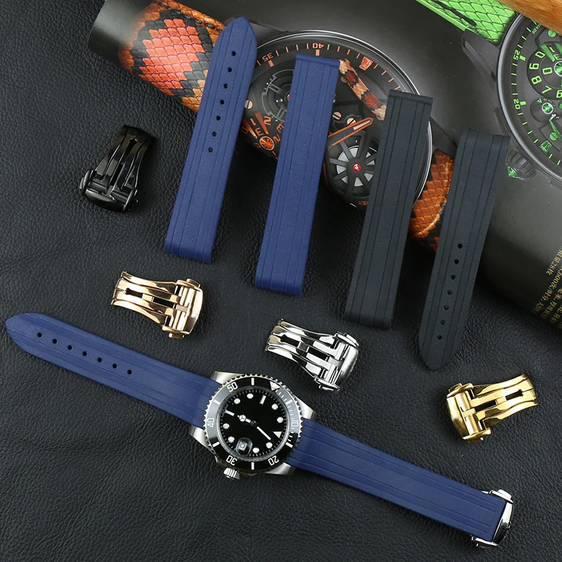 Watch Accessories 20mm Rubber Strap Men 