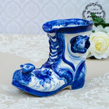 

Pencil vase "Boot with mice", Gzhel, porcelain, 16x19 cm 4177704