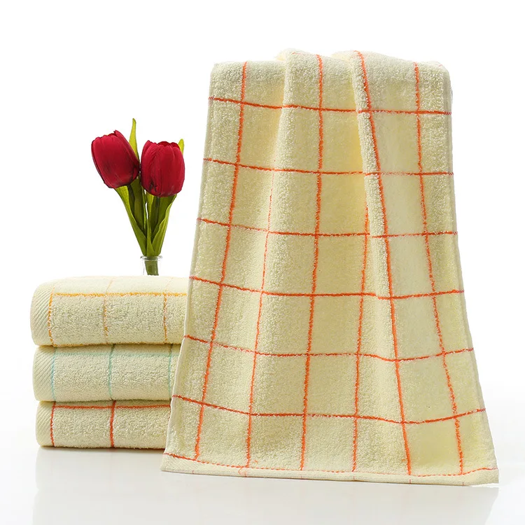 

Pure Cotton Large Squares Commodity Towel Classic Color Plaid Zero Twist Pure Cotton Water Absorbent Towel