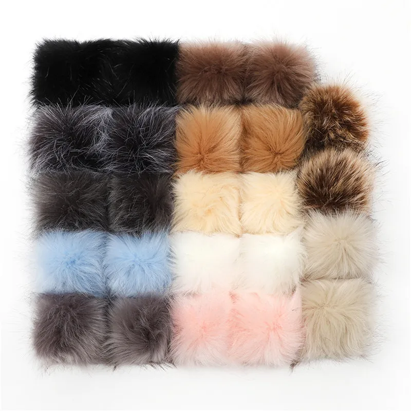 Sewing Threads 24pcs 8/10cm Coloful False Hairball Hat Ball Fur Pompom Fake Fox Fur Shoes Ball Pom Pom DIY Handmade Hat Clothing Accessories Adhesive Fastener Tape Fabric & Sewing Supplies