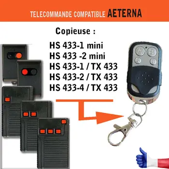 

AETERNA TX433-1, TX433-2, TX433-3 or TX433-4 Universal remote control replacement clone duplicator Fixed code 433.92MHz