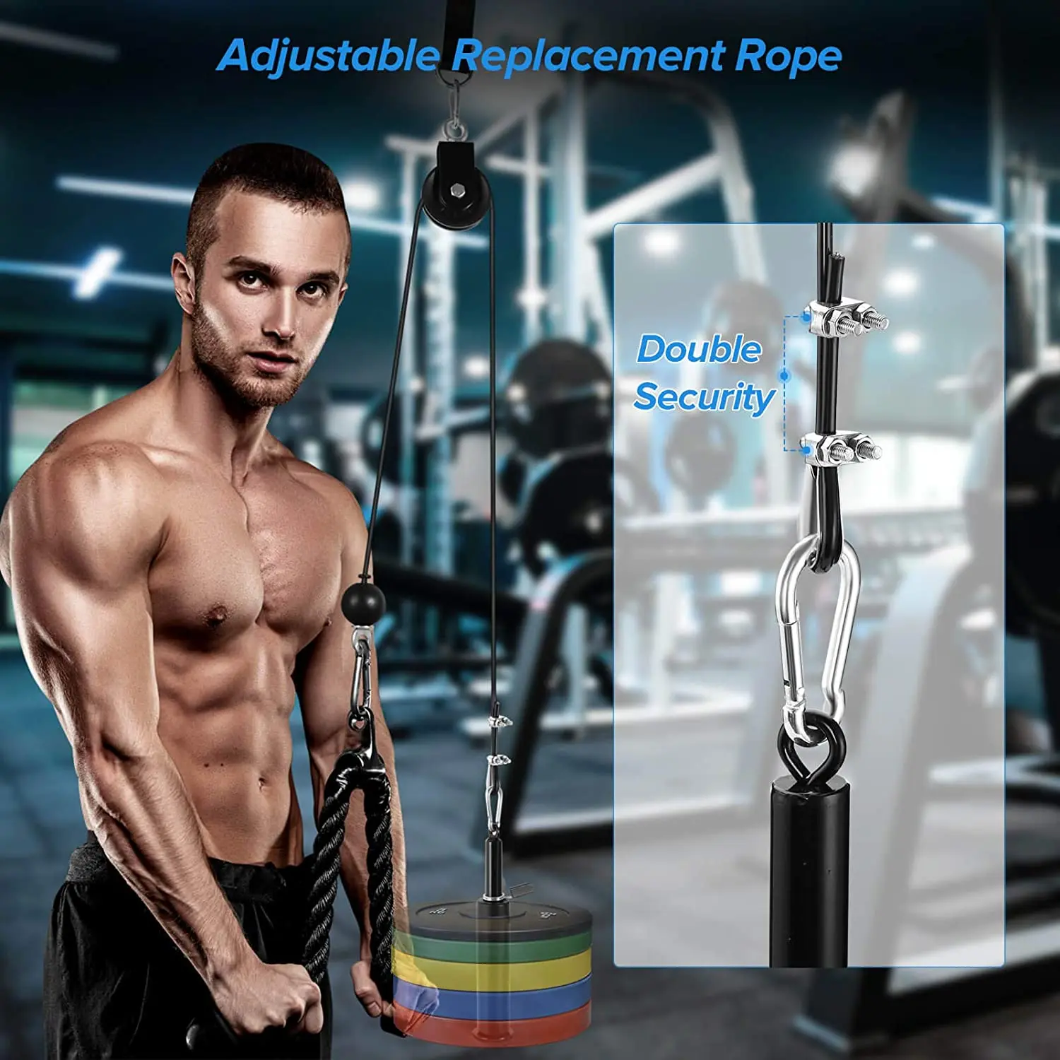 Système De Poulie Murale Fitness - Câble Poids Pour Musculation, Tractions Lat, Acier, Noir