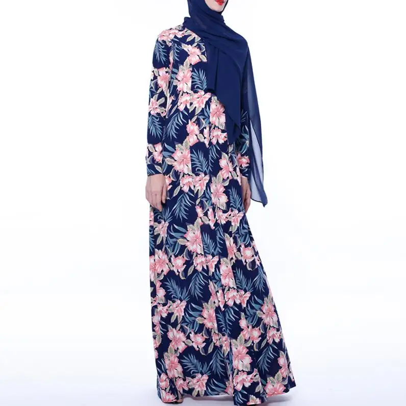 Blue dress Vestidos длинное мусульманское платье Eid абайя, кафтан, пакистанский арабский хиджаб мусульманские платья Tesettur Elbise одеяние мусульмане Longue Caftan - Цвет: Blue dress