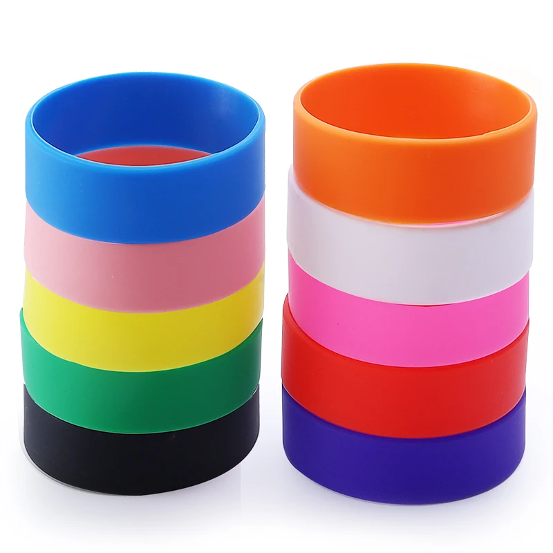 2pcs Wide Version Silicone bracelets Colorful Wristbands Blank Bands