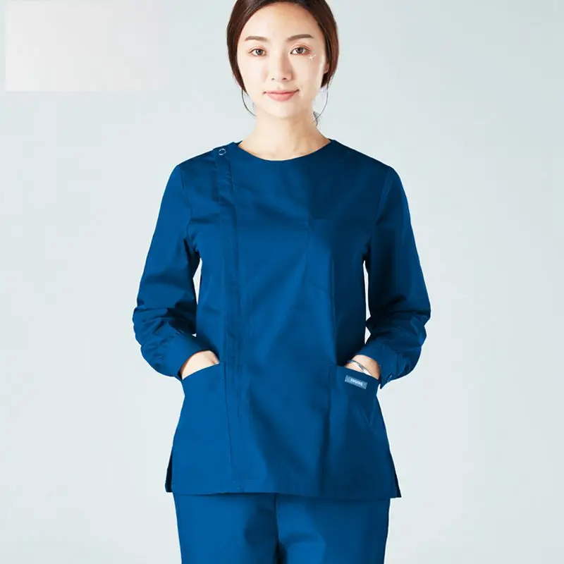 Новая женская медицинская Униформа доктор с длинными рукавами наборы скрабов медсестры униформа салон красоты Рабочая одежда