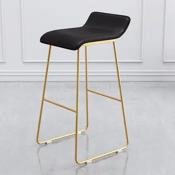 

Nordic Bar Chair Coffee Shop Leisure Stool Simple Bar Stool Designer Iron Art Gold High Chair Soft Cushion Bar Chair