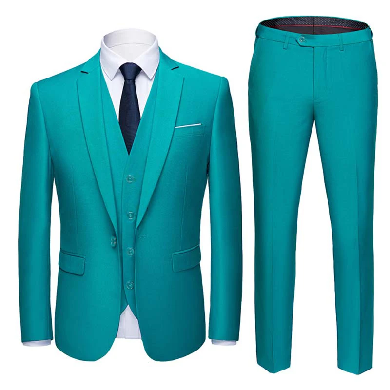 YUNCLOS Purple Men 3 Pcs Suits Solid Color Casual Traje Slim Fit Hombre Wedding Suit For Men Party Banquet Men Suits BS-3XL