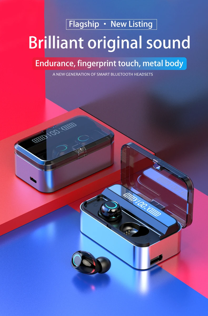 G09TWS 5,0 Bluetooth 9D стерео наушники беспроводные наушники IPX7 водонепроницаемые наушники 3300 мАч светодиодный умный внешний аккумулятор держатель для телефона