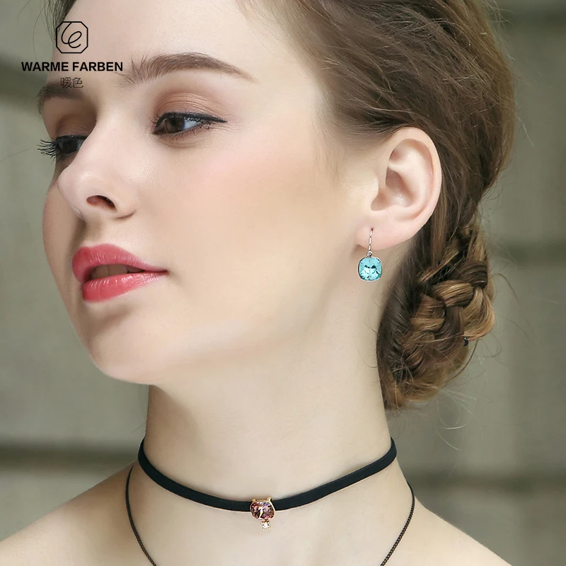 Warme Farben серьги для женщин, сделанные с кристаллами Swarovski, элегантные квадратные висячие серьги с подвеской, хорошее ювелирное изделие, Brincos для женщин