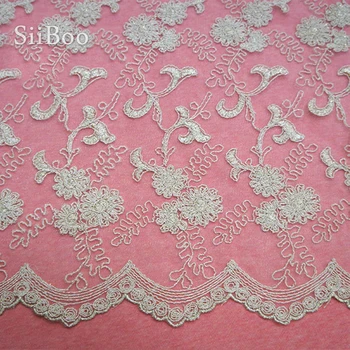 

American style heavyweight floral metallic embroidery lace fabric for party dress mess lace tissu tecidos stoffen cloth SP808