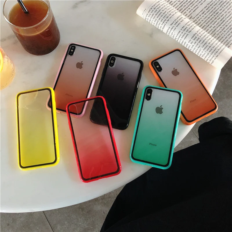 

Simple gradient all-inclusive anti-drop phone case for iPhone 6 6s 7 8 for stylish transparent soft shell for iPhone X XR XS MAX