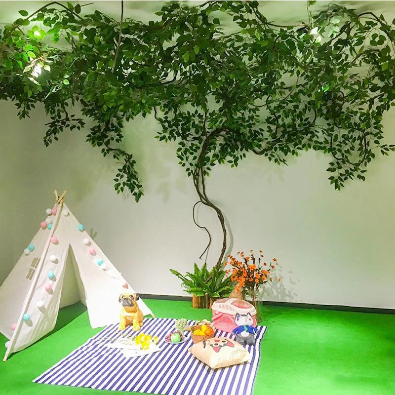 Review Artificial Plant Leaves Vine Weaving Wedding Garden Greening Green Plant False Tree Vine Green Leaf Vine Indoor Home Decoration