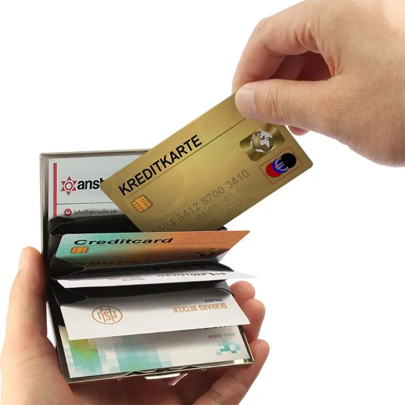 Кредитных карт ID держатель тонкие денег кошелек для путешествий, Для мужчин Нержавеющая сталь блокировки радиочастотной идентификации