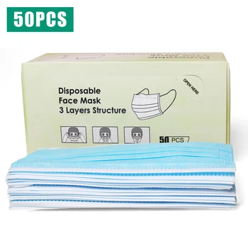 

3 Layers Disposable Mask 50/100pcs Non-woven Protective Face Mask Breathable Elastic Masks Dustproof Anti-pollution Mouth Mask
