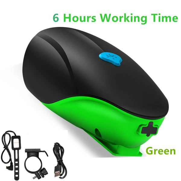 Green 6 hirs USB велосипедный велосипед Bell140db Электрический клаксон велосипедный Звонок велосипедный фонарь велосипедный передний фонарь Многофункциональный водонепроницаемый рупорный велосипедный Звонок - Испускаемый цвет: Green 6 hirs