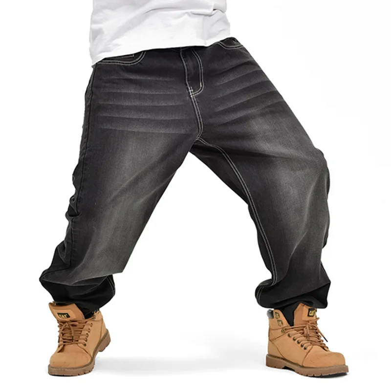 

With Big Pocket Loose Jeans For Men Hip Hop Baggy Jeans Denim Harem Trousers Plus Size 30 - 42 44 46