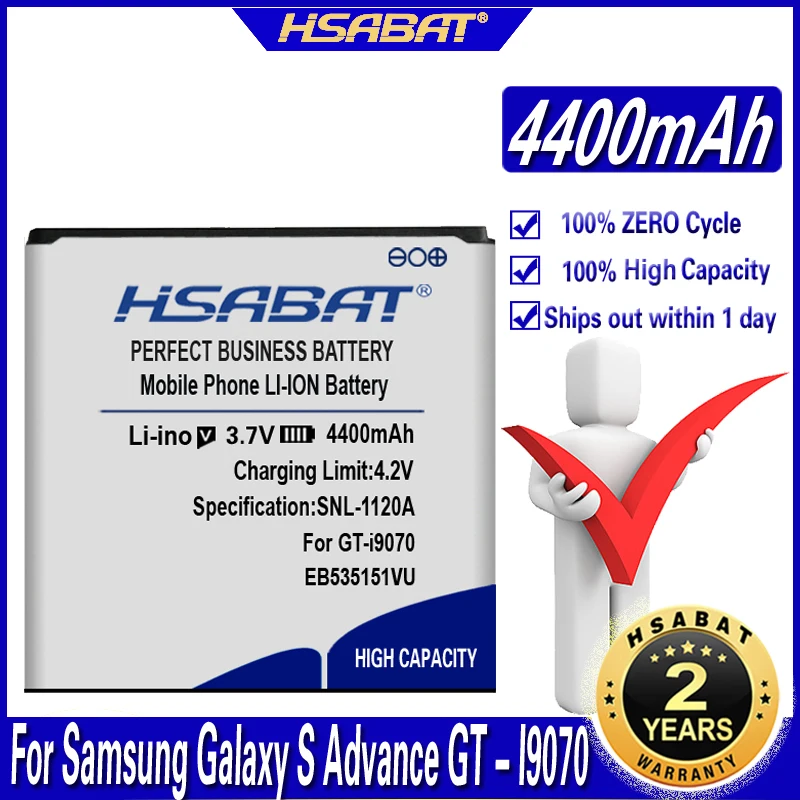 HSABAT 4400 мАч высокая емкость фотоаккумулятор EB535151VU для Samsung Galaxy S Advance мобильный