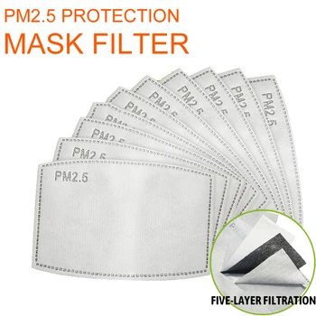 

PM25 Dust Mask Filter Anti Dust Windproof Mascarillas Activated Carbon Filter Adult Kids 5 Layer Dust Mask Anti Haze Mouth Mask