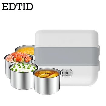 

REDDIT Electric Heating Lunch Box 2/4 Stainless steel Food Container Mini Hot Rice Cooker Steamer Meal Lunch Box Bento Warmer EU