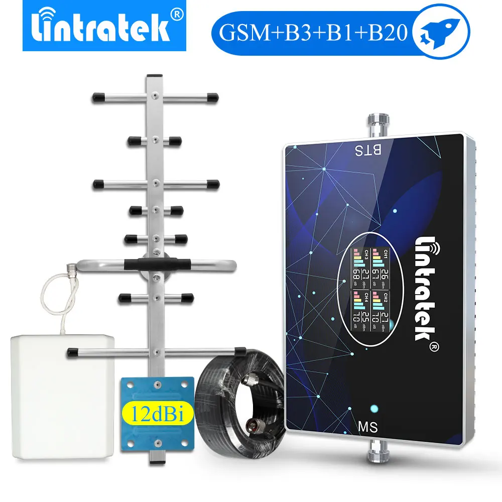 Lintratek репитер gsm 2g 3g 4g новый усилитель 900 1800 2100 LTE800 mhz сотовый сигнала 70 дБ