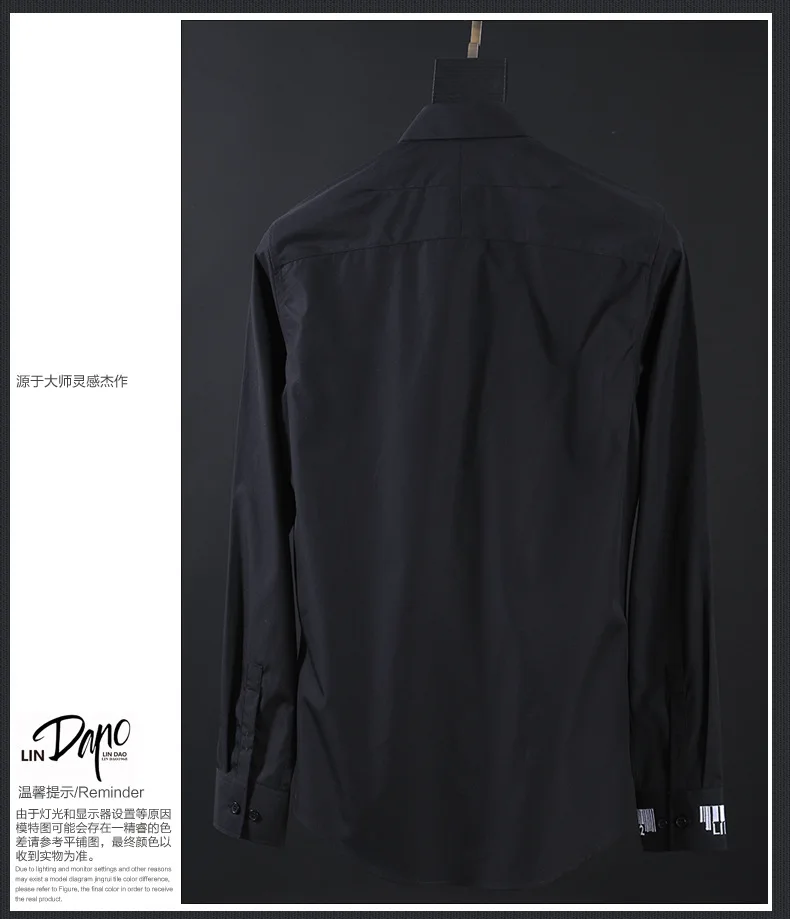 Personality Embroidery Mens Shirt Solid Slim Chemise homme Turn down Collar Long sleeve Camisas Casual Business male Shirts