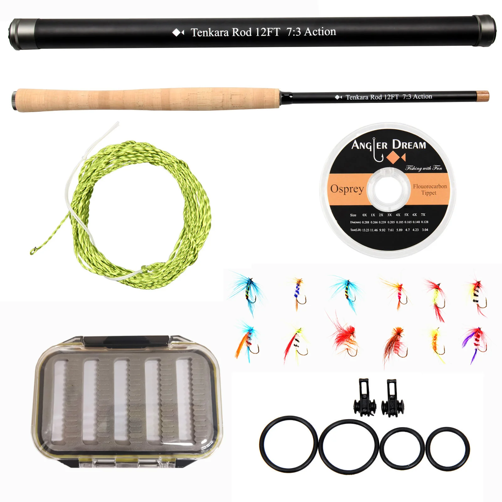 Vara de Pesca com Mosca Fibra de Carbono Combinação com Furled Vara de Pesca Tenkara Vara Kit 30t Telescópica Linha Moscas Voar 12 – 13ft