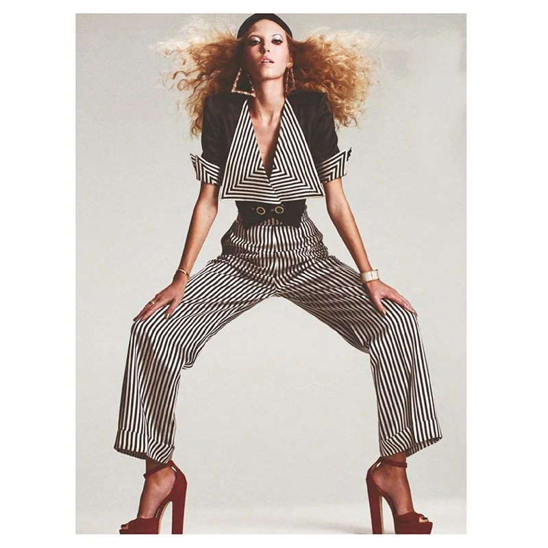 

HIGH QUALITY 2019 Designer Trousers Set Women's Patchwork Stripe Blazer Jacket And Stripe Straight Leg Pants Sets NP0782A