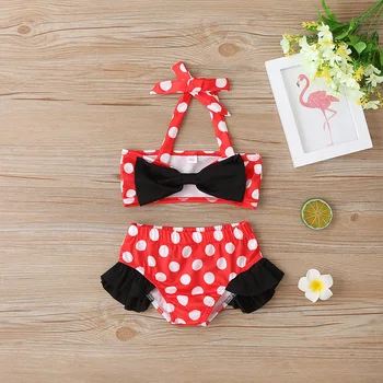 

2020 Summer Red Fashion Split Bikini Swimsuit Set For Baby Beach Bodysuit Children Kids Swimwear For Girls Toddler bikini meisje