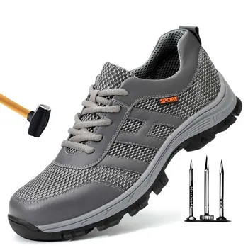 

Men work and safety shoes steel toe caps caps Anti-crushing Anti-perforation construction non-slip boots breathable safety shoes