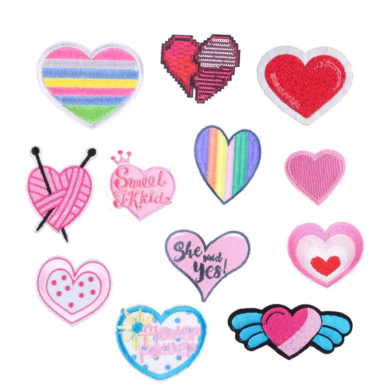 

Love Heart Iron on Patches for Clothing DIY Embroidery Stripe on Clothes Sequin Applique Badge Applique Cloth Fabric Patch Print
