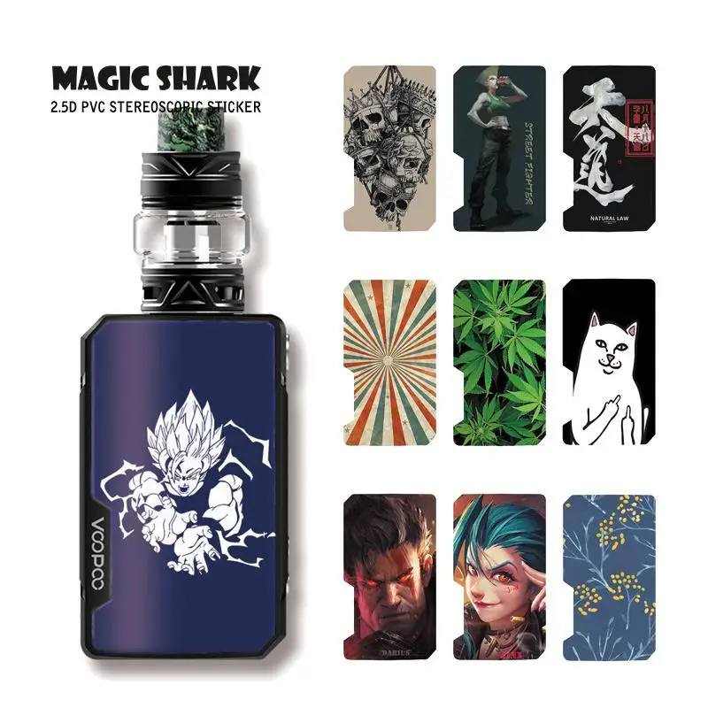 

Magic Shark Dragon Ball Leaf Jinx Skull Flower Cat Stereo Case Sticker Film Skin for Voopoo Drag Mini E Cigar