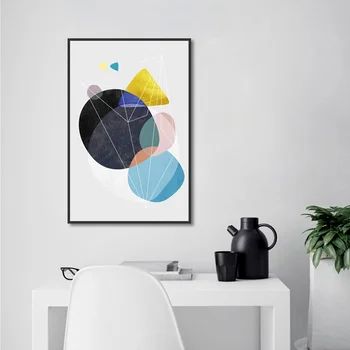

Color Circle Smudge Landscape Wall Art Canvas Painting Nordic Style Print Modular Living Room Bedroom Without Block Diagram