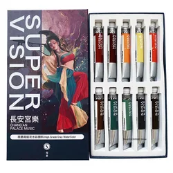 Super Vision – Tube de peinture aquarelle Opaque 10 couleurs, 1ML/8ML, couleur bonbon Macaron, fournitures d'art pour artiste Senior gris 