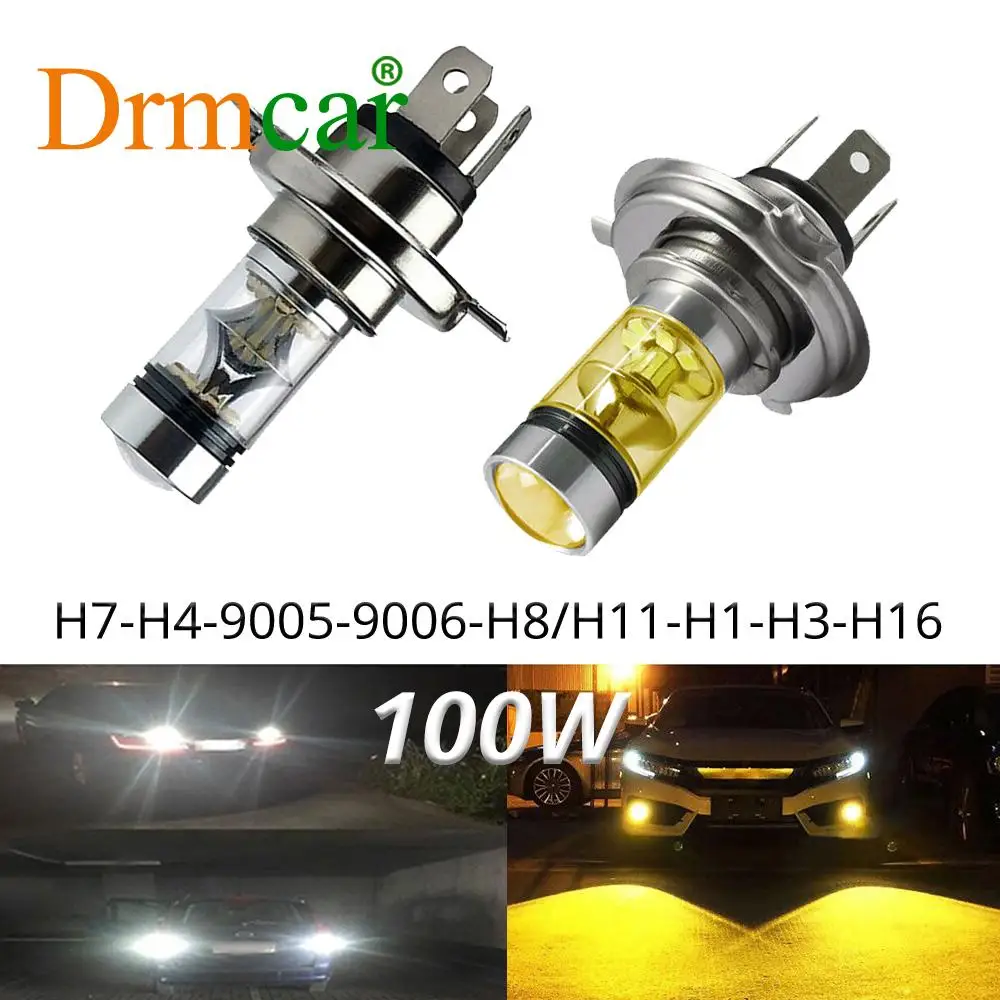 Автомобильные светодиодные лампы H1 1156 1157 H4 H7 H8 9006 H16 100W 20SMD 4300K 6000K фасветильник