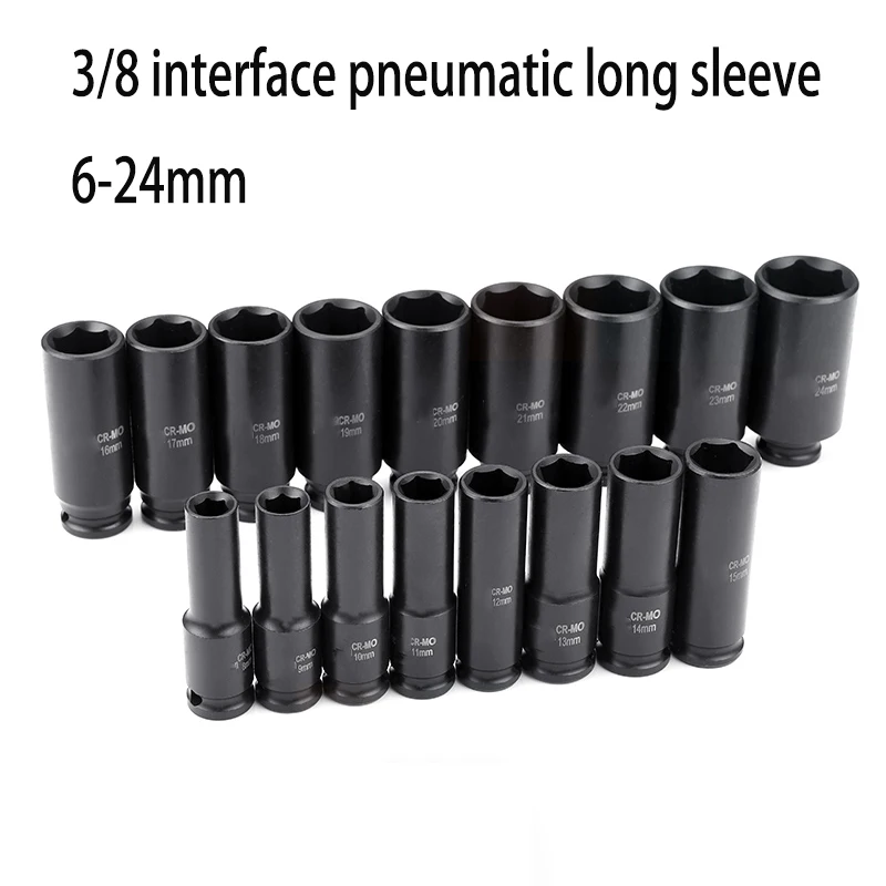 

CR-MO chrome molybdenum steel 3/8 interface pneumatic long sleeve hexagon socket head 10mm interface wrench auto repair tool