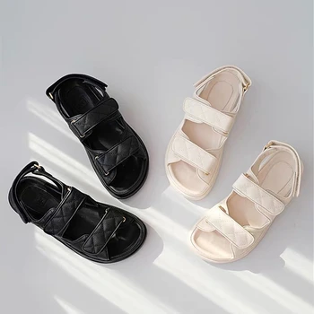 

Fashion Summer Sandals European Gladiator Genuine Leather Women Sandals Open Toe Hook&Loop Thick Bottom Sandals Women 35-40
