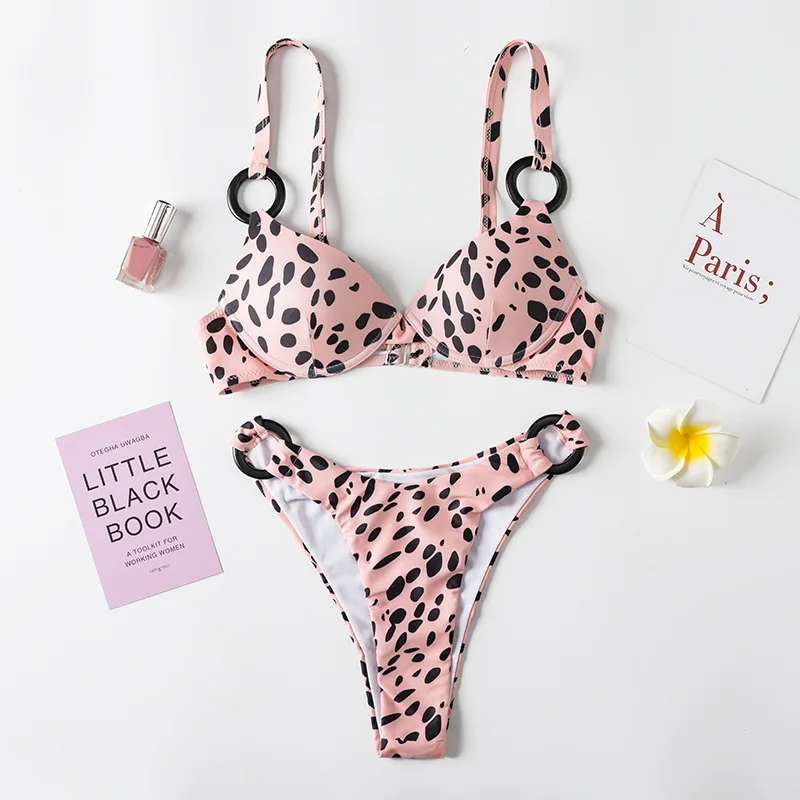 

Roseheart Summer Pink Sexy Bikini Set Women Swimsuit Bikini Backless Swimwear Push Up Bathing Female Beach Big Size Underwire