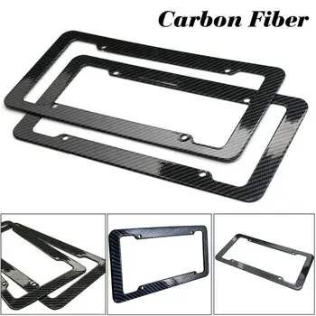 

2X Real Carbon Fiber License Number Plate Frame Black Car License Plate Frame