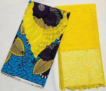 

Hot sale java wax print fabric african fabric milk silk lace 2.5+3yards dubai lace african wax print fabric for dress YN-B41