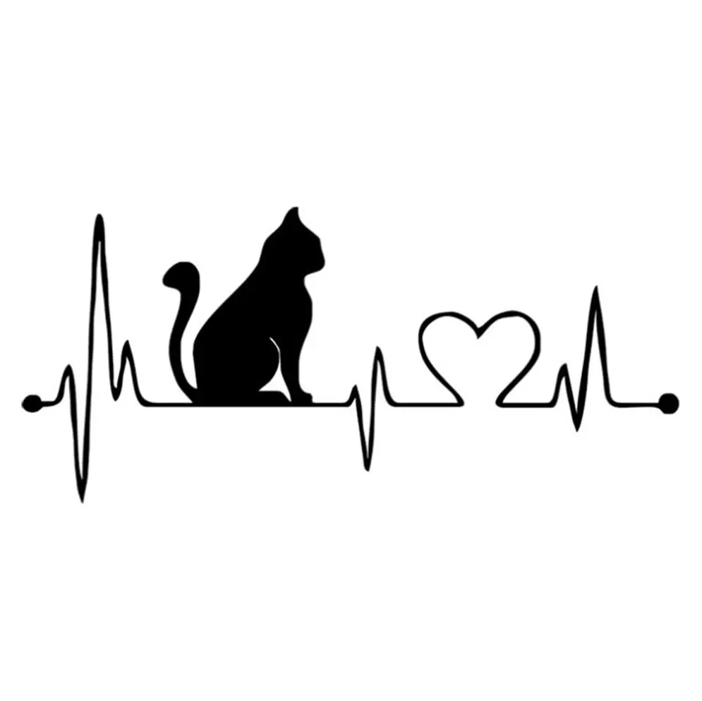 Trendy Design Pet Cat Heartbeat Lifeline PET Decal Unique Car Body Stickers Car Styling Truck Accessories